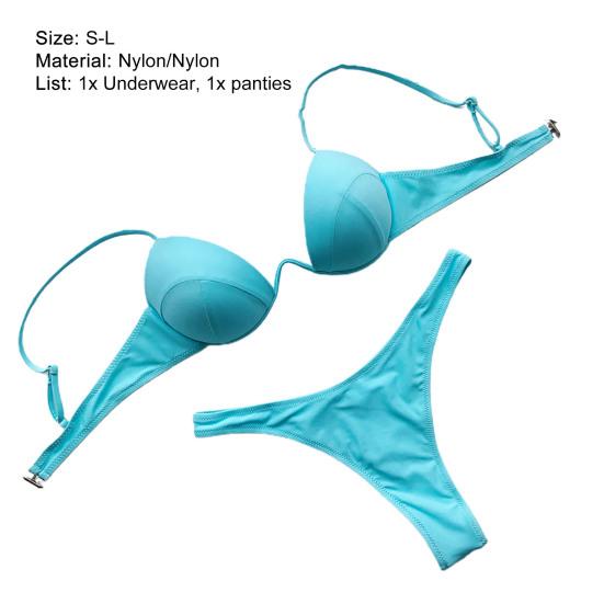 Paski spaghetti wyściełane duże rozmiary fiszbiny bikini trójkątny biustonosz figi z wysokim stanem