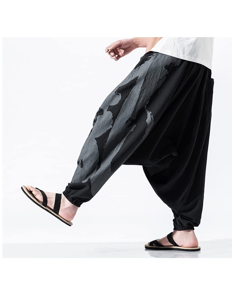 Aladdin sarouel gaucho larg vară elastic relaxant XL [foveitaa] pantaloni, pantaloni, pantaloni, pantaloni, haine pentru bărbați, mari, supradimensionați, in, pantaloni,