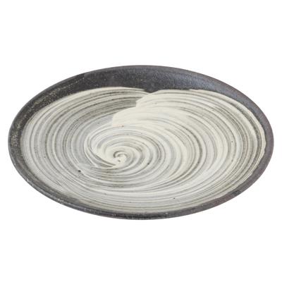Marui Seito Shigaraki Ware Hechimon Plate, Approx. 15cm Diameter, Kuroiso Black, MR-3-4201
