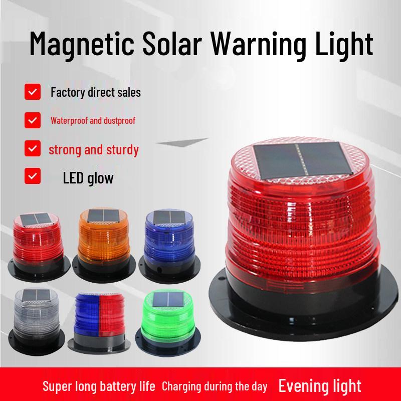 Solar LED Warning Light with Strong Magnet for Vehicles and Construction