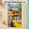 Beach TowelBob the Builder Custom Name Text Personalized Soft Towel for Beach Pool Indoor Home Decor Gift