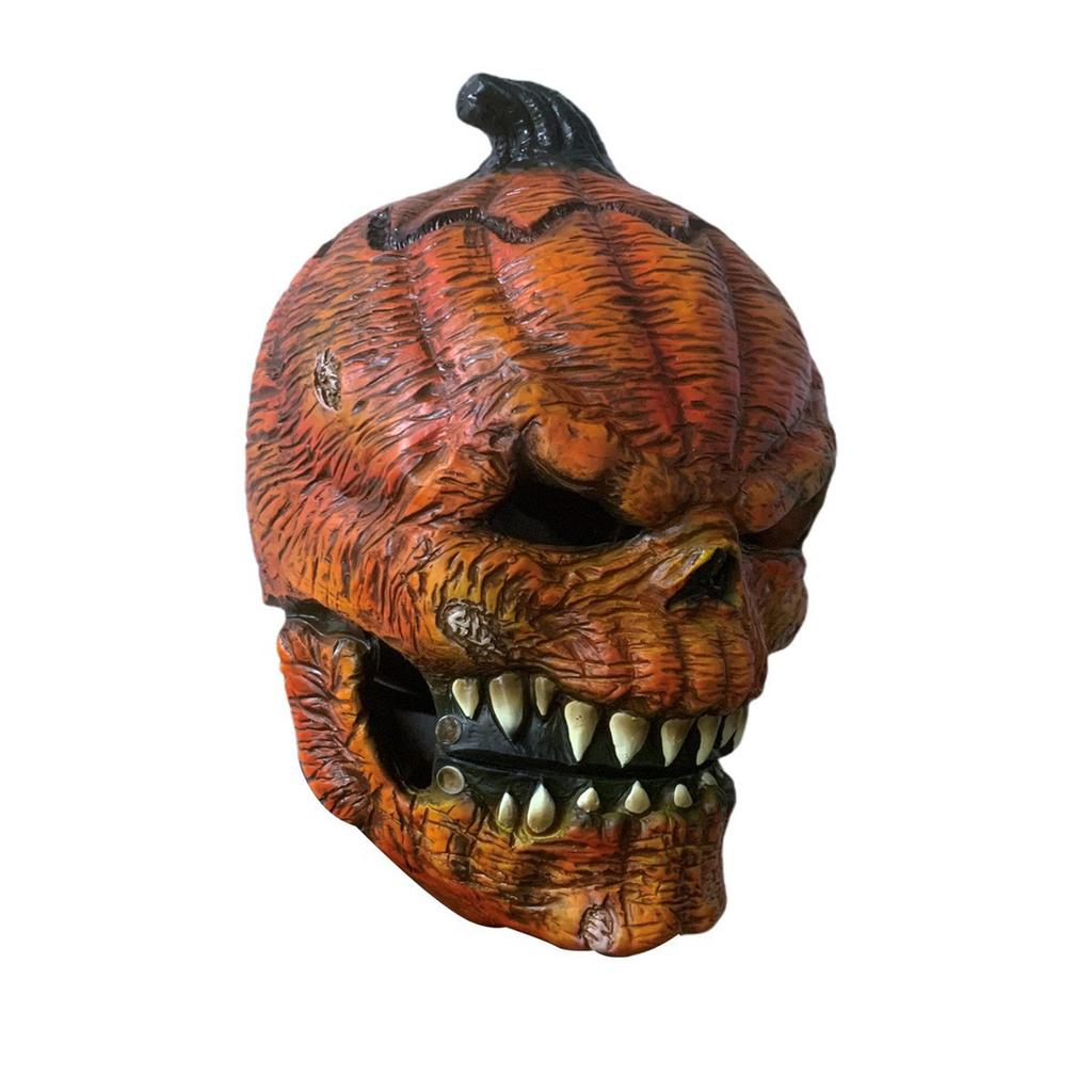 Pumpkin Head Mask for Halloween Latex Material Scary Mouth Design Cosplay Prop for Adults