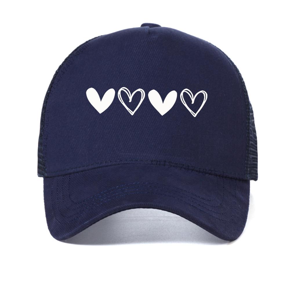 

Four Love Prints Graphic Sports baseball cap with heart-shaped pattern for outdoor sun hat Breathable adjustable trucker hats Adjustable темно-синього кольору