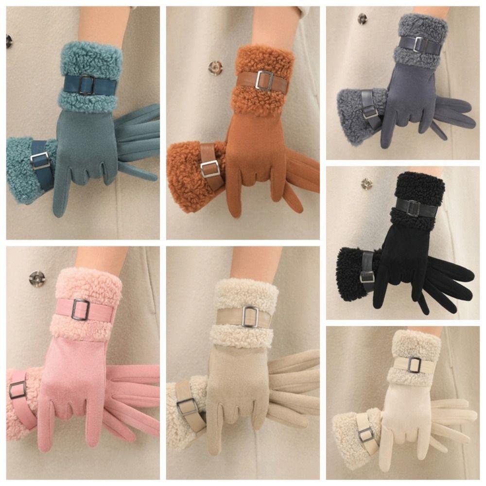 Full Finger Women Suede Gloves Windproof Cycling Mittens Fashion Winter Women's Gloves Girls Gift