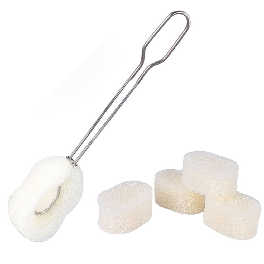 

Щетка для чистки губкой с 4 сменными насадками из губки-люфы, пористая, сильная абсорбция для бутылок с водой, чашек, мисок, тарелок