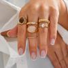 6Pcs/Set Geometric Irregular Oval Metal Rings for Women Men Fashion Retro Gold Color Finger Rings Vacation Jewelry Accessories