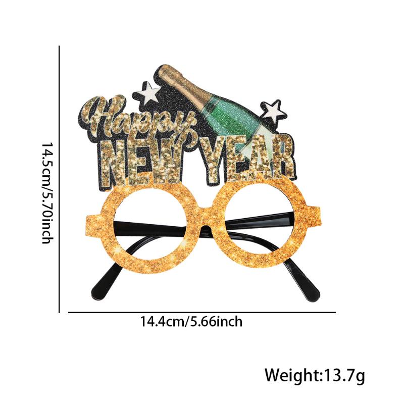 2026  Year Black Gold Glasses  Year'S Eve Theme Party Decoration Glasses Frame Christmas Gift