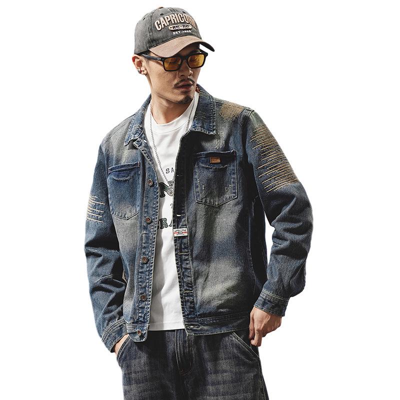 Xintang Retro Embroidered Men's Denim Workwear Jacket for Spring 2025