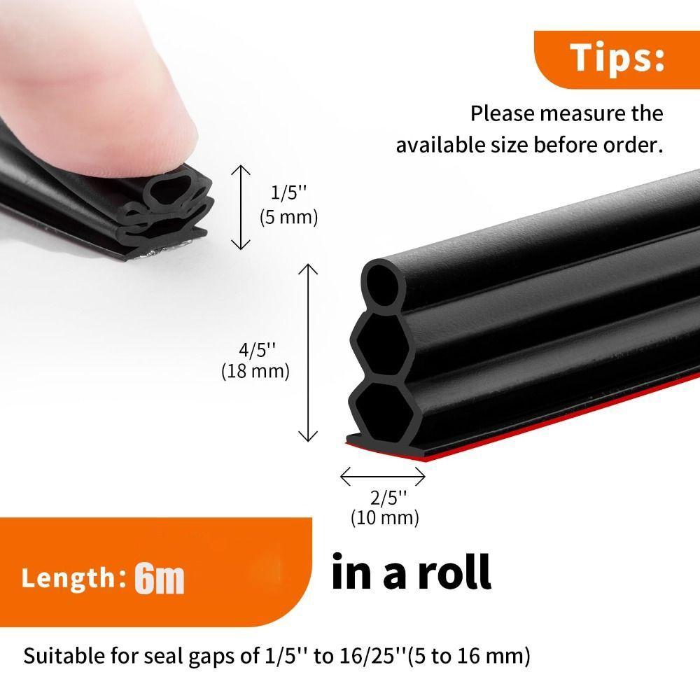 6M Door Frame Insulation Self-Adhesive Door Joint Sealing Strip High Quaity Door Seal Strip  Car