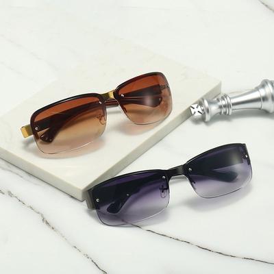 Simple Box Sunglasses Tide Driver Simple Gradual Change Sunglasses Half Frame Men'S Driving Sunglasses