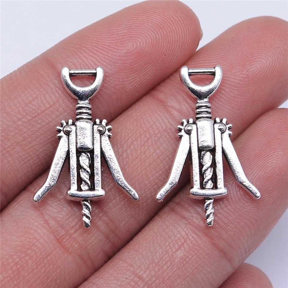 20pcs DIY Crafts Making Findings Handmade Tibetan Jewelry Beer Wine Corkscrew Bottle Opener Charms For Jewelry Making