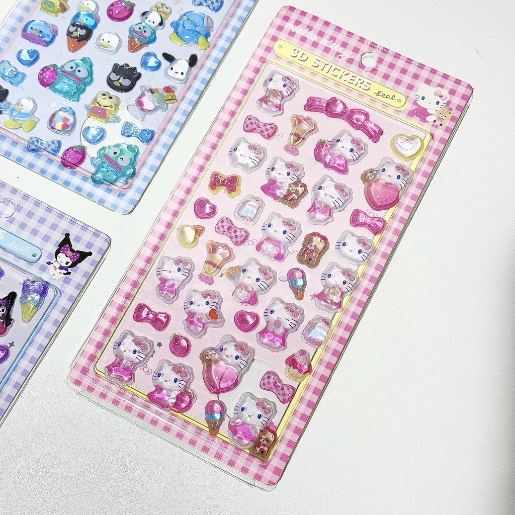 8Style Anime Sanrio Kuromi Hellokitty Hangyodon Cinnamoroll 3D Sanrio Sticker Crystal Decoration Stickers Casesdiy Toy
