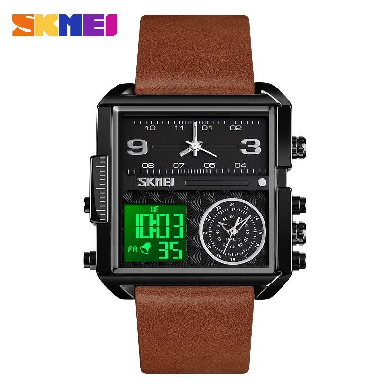 SKMEI Men's Quartz Movement Watches 3 Times Multi-functional Men Sports watch Top Luxury Brand Military Digital Wristwatch reloj