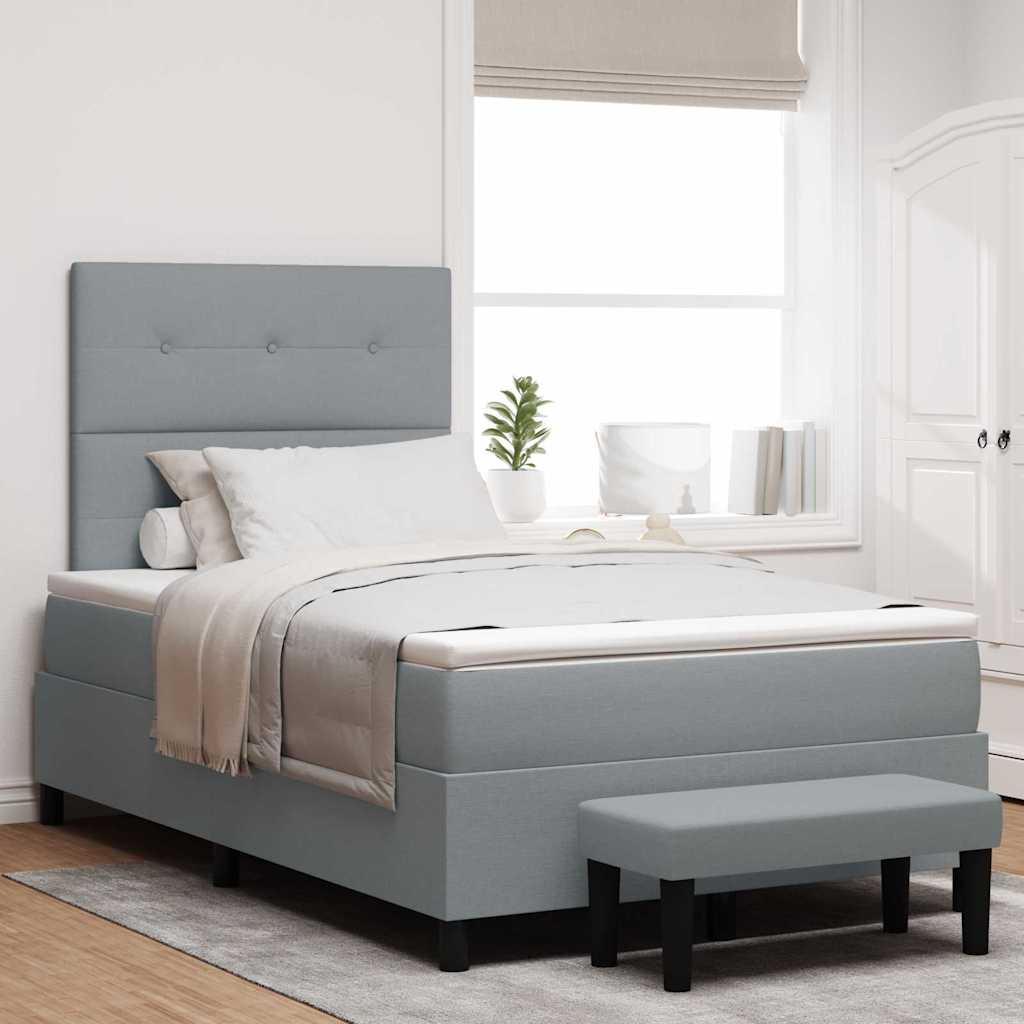 Box Spring Bed with Headboard Light Gray 120 x 190 cm Fabric