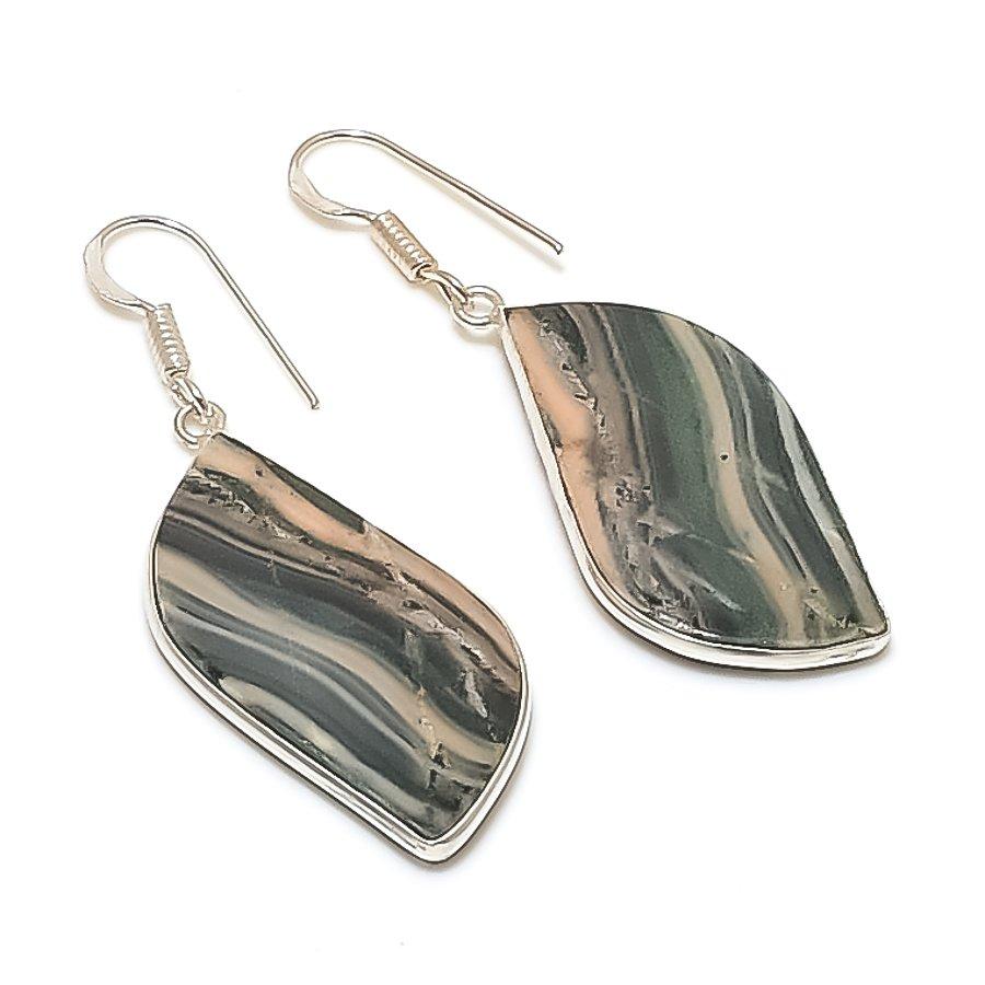 Natural Imperial Jasper Gemstone 925 Sterling Silver Jewelry Earring 2.05  AE-12149