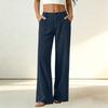 Women's Corduroy Dress Pants with Elastic Waist and Single Button Closure, Color Work Trousers