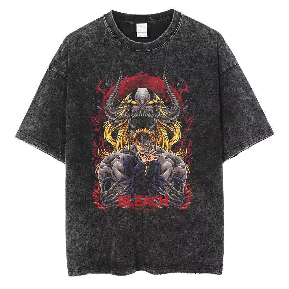 Bleach Zaraki Kenpachi Anime T-shirt Men Women Cotton Graphic Print Short Sleeve Oversized Harajuku Otaku Casual Top Hot Sale