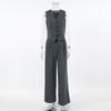 Womens 2026 Business Casual 2-Piece Set Sleeveless Blazer Vest Long Pants Solid Color Office Wear