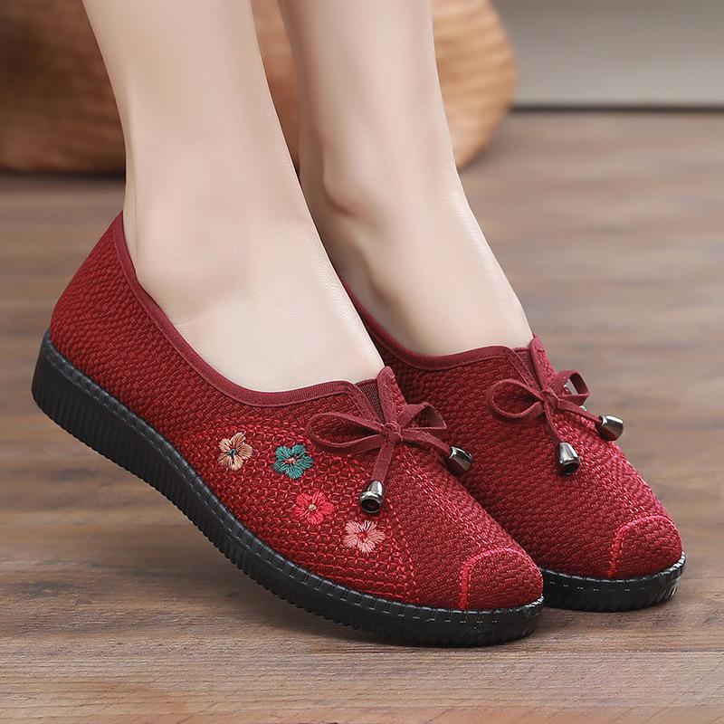 Damskie mokasyny na co dzień wsuwane codzienne płaskie buty robocze eleganckie buty damskie lekkie, oddychające wygodne haftowane mokasyny z okrągłymi noskami