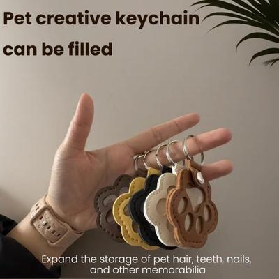Portachiavi Contenitore Peli Animali Domestici Ecopelle Forma Zampa Ciondolo Riempibile Portachiavi con Anello Portachiavi Memoriale Animale Domestico Regalo Ricordo per Amanti Cani Gatti