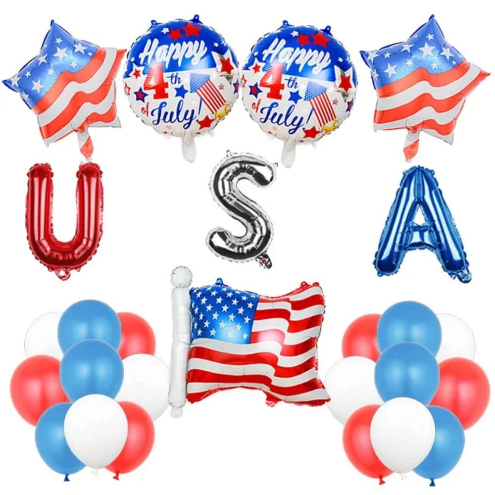 Onafhankelijkheidsdag Aluminiumfolie Ballonnenset Amerikaanse Vlag Usa Feestversiering Decoratieve Ballonnen