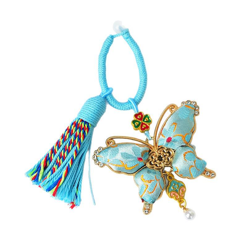 Brocade Butterfly Tassel Keychain - Chinese Style Bag Charm Gift