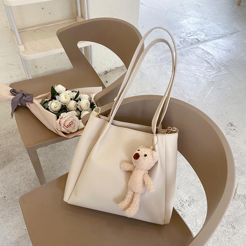 Casual PU Leather Tote Shoulder Bags New In Large-capacity Women's Crossbody Bags Simple Female Handheld Handbags Black Beige