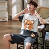 2 Piece Set Men Summer Cotton Short Sleeve Shorts Teen Loungewear Cartoon Pullover T-Shirt Shortst Sleepwear Homewear