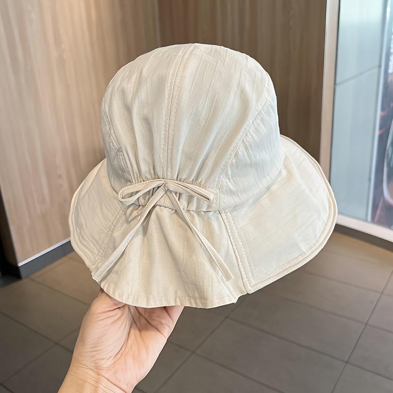 Damen-Sonnenhut mit breiter Krempe, leicht, faltbar, mit Schleife, für Strandurlaub, Outdoor-Reisen