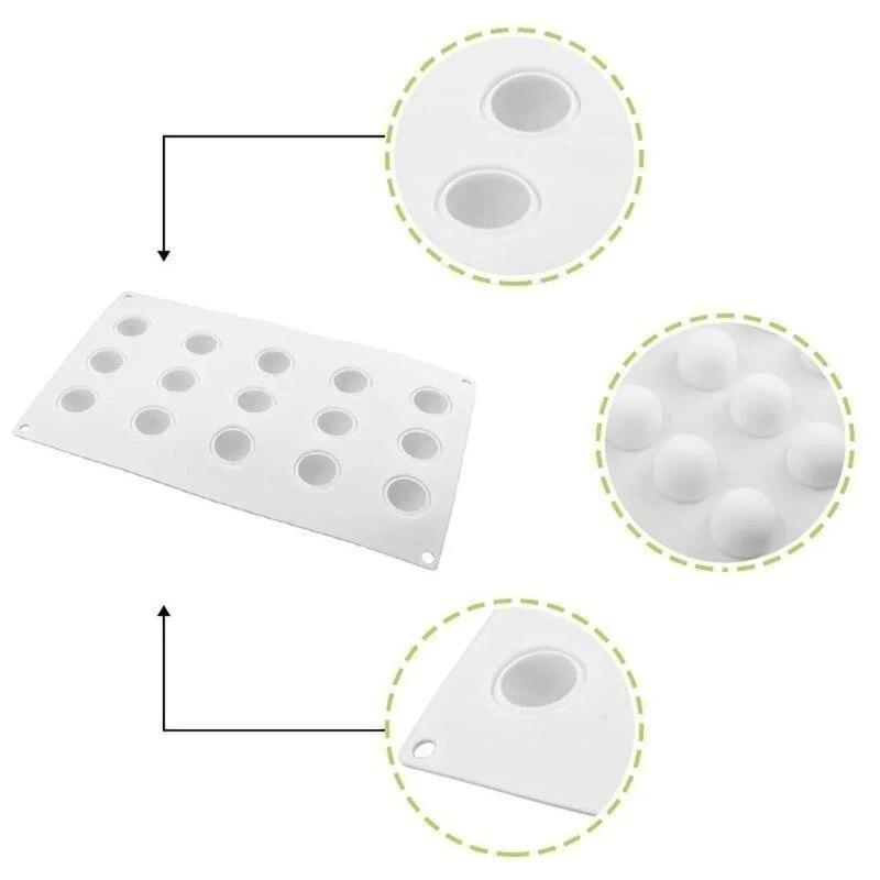 1 st Vit Silikon Mousseform Fransk Dessert Bakning Kakform Hjärta och Rund Muffin Bakning Mousse Kakform