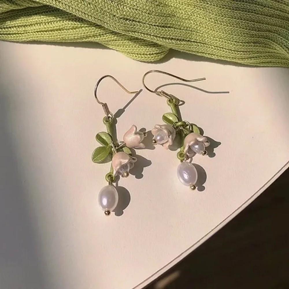 Green Lily of The Valley Jewelry Set White Lily of The Valley Earrings New Flower Necklace Gifts