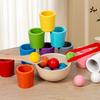 Balls In Cups Montessori Wooden Color Sorter Game Toys Preschool Learning Education Toy for Toddler Sorting Matching Counting