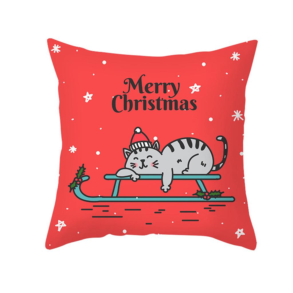 Merry Christmas Cushion Cover Home Pillowcase Santa Claus Christmas Tree Snowman Polyester Pillowcase