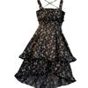 2026 Summer New Arrival: Sleeveless Square Neck Dress with Cinched Waist and Irregular Ditsy Floral Design