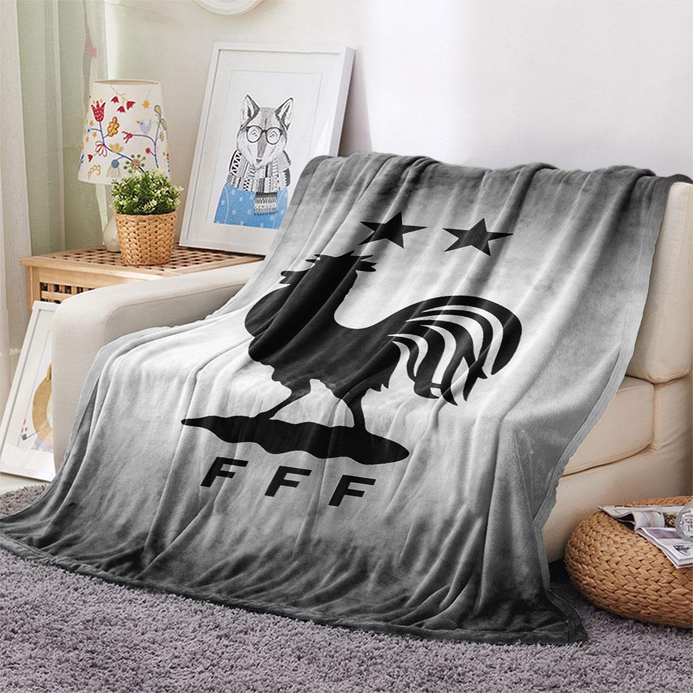 France football logo Printed Flannel Blanket, soft throw for bedroom sofa, washable,soccer fan merchandise, great gift.