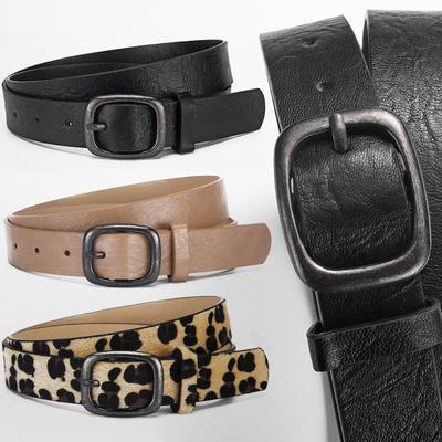 Leopardenmuster Japanische Schnalle Damen Gürtel Dornschließe Dekorative Jeans Gürtel Damen