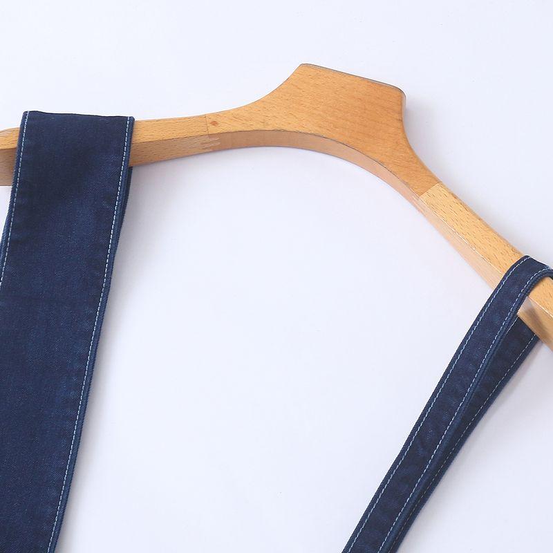 Denim Asymmetric Overalls Autumn New Foreign Trade Women Strap Adjustable High Waist Zip-up Button Straight Trousers 32085