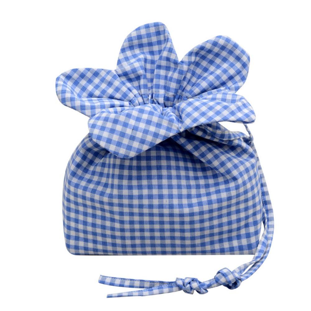 Cute Plaid Flower Crossbody Bag Portable Ins Shoulder Bag Casual Flower Drawstring Bag  Travel