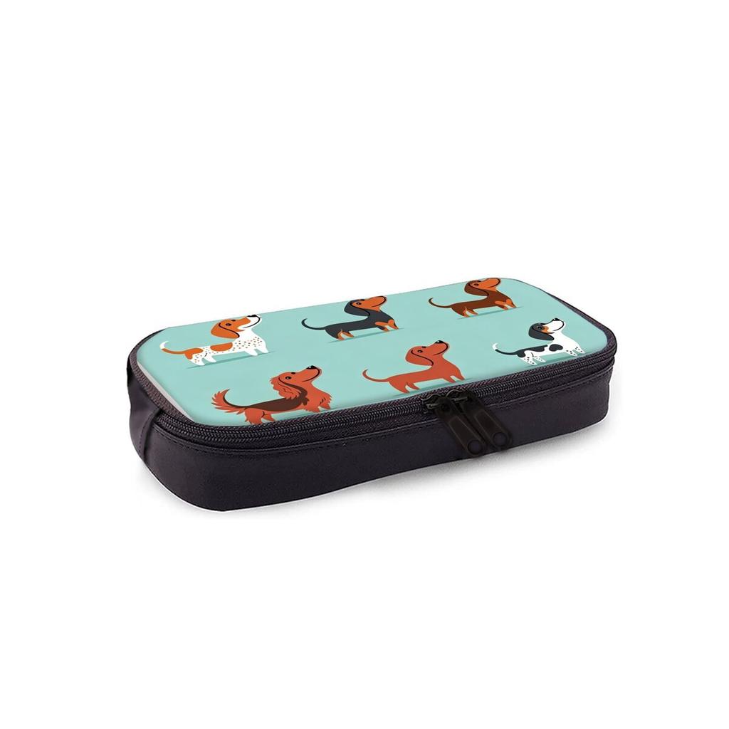 Cute Dachshund Print Single Layered Pencil Case for Boy/Girls Best Gifts Cartoon School Supplies Pencil Pouch for Children