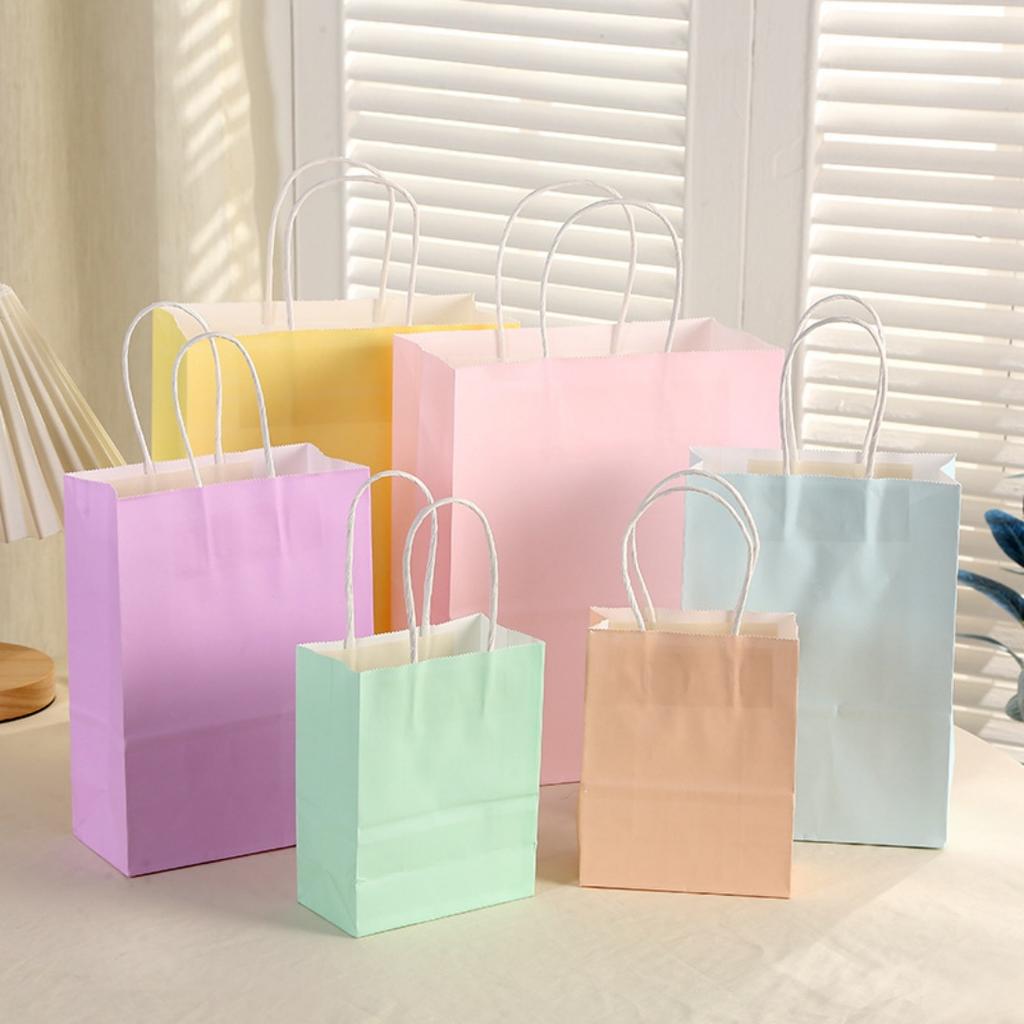 6pcs Macaron Paper Gift Bags Candy Gift Packaging Bags Kids Birthday Party Treat Bags Decoration Baby Shower Wedding Supplies
