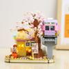 Puzzle Baustein Mini Straßenansicht Mädchen Kirschblütenbaumhaus Izakaya Zusammengebautes Spielzeug Mädchen Geschenk