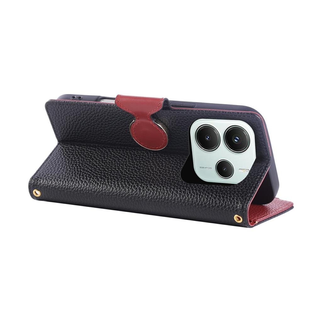 For Xiaomi Redmi Note 14 4G (164.84mm) Case Zipper Wallet Leather Phone Cover with Wrist Strap