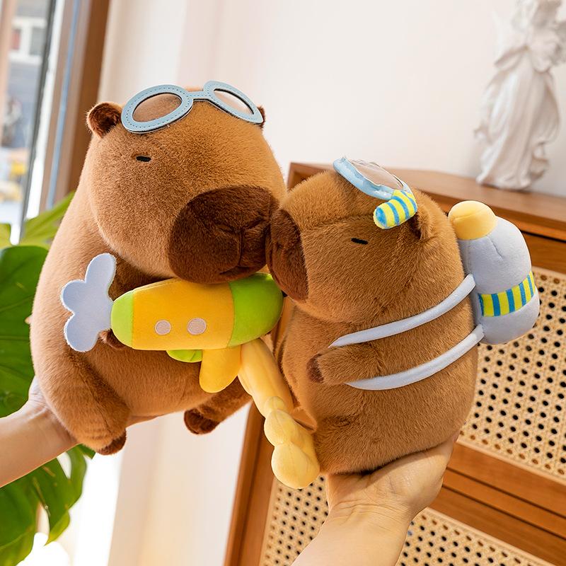 New diver kapibara plush toy cute water gun capybara doll video game city plush doll