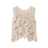 Womens 2026 Asymmetrical Cropped Sleeveless Top - Lightweight Casual Knit Vest In Beige