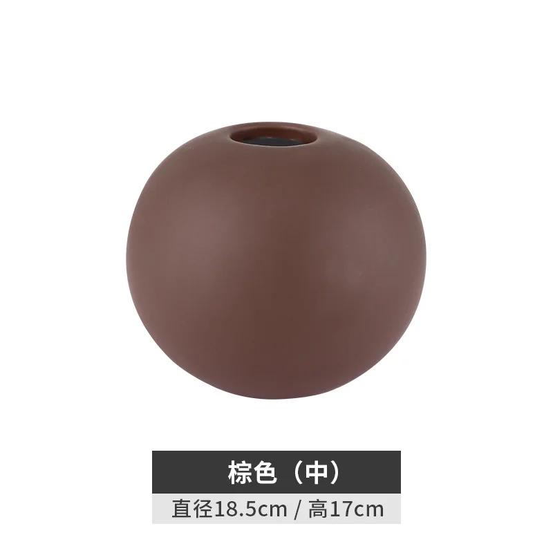 Nordic Spherical Ceramic Vase Creative Home Decoration Flower Arrangement Ornaments Round Ceramic Vase Living Room Ornaments