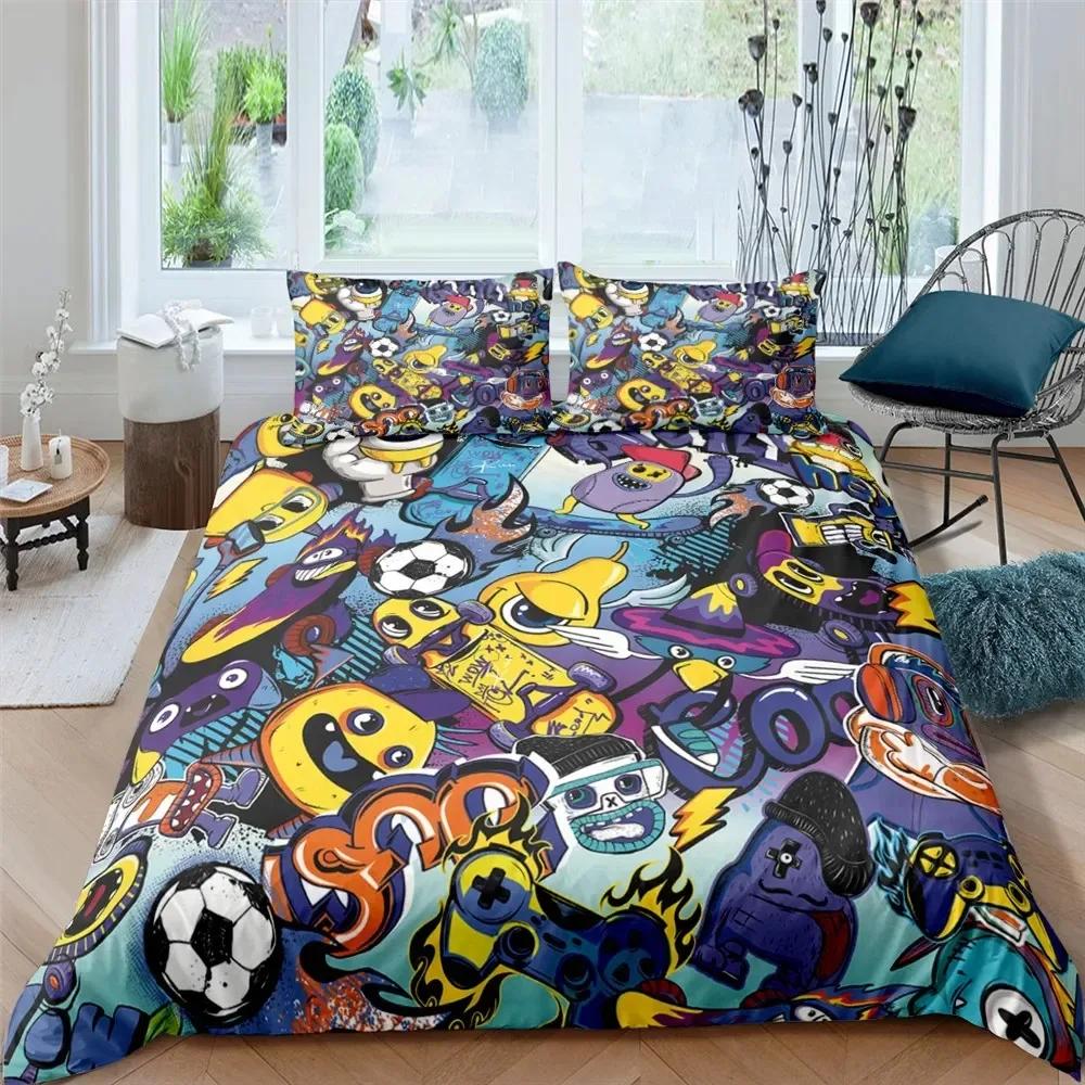 Monster Car Lovely Toy Truck Comforter Cover Polyester Printed Bed Set Duvet Cover Pillowcase Bedding Set Bed Linen Sheet Quilt