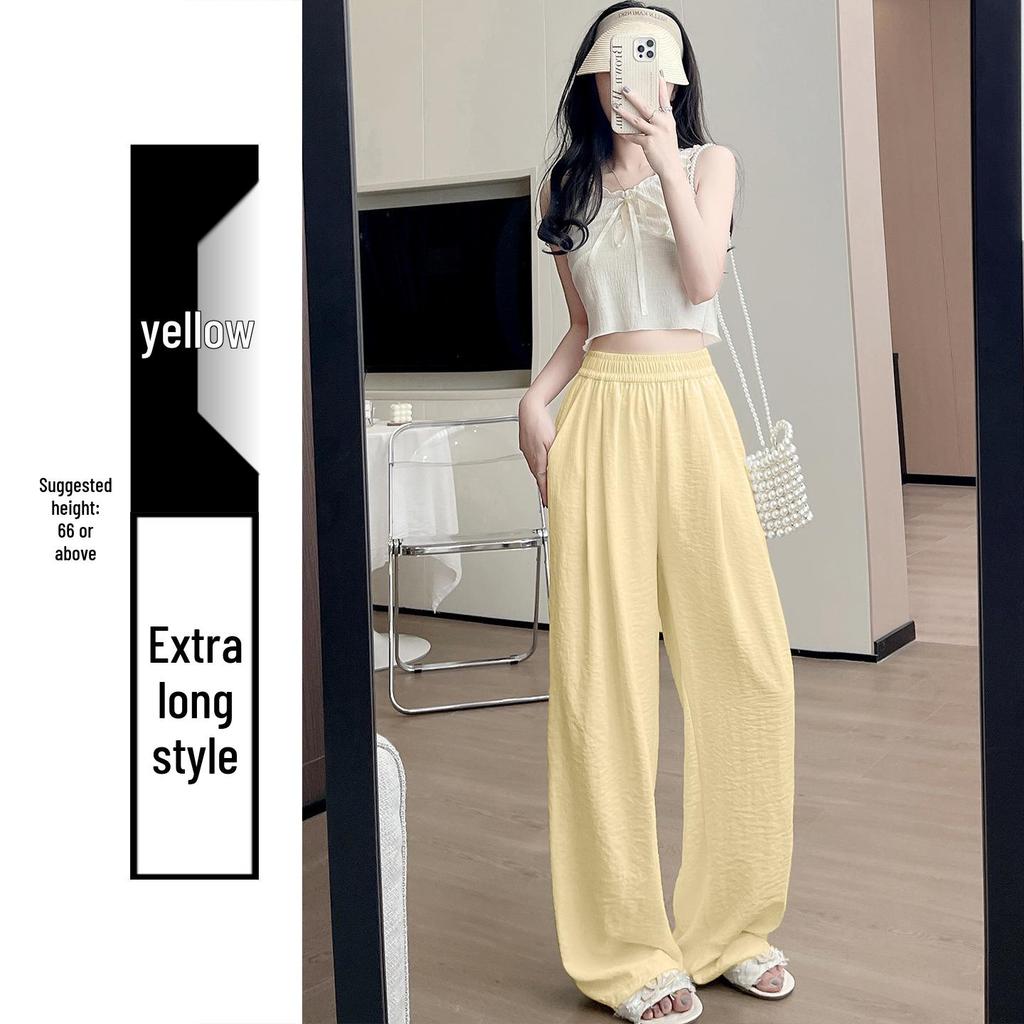 Women's Spring 2026 High-Waisted Wide-Leg Milk White Casual Pants, Petite Flattering Korean Style by Yamamoto