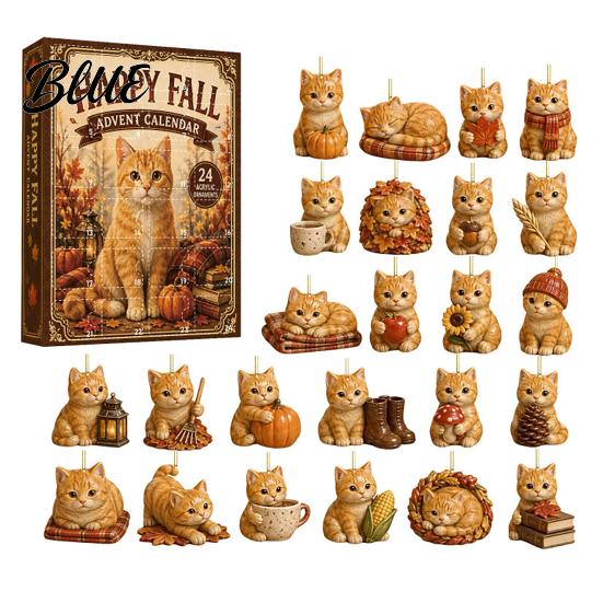 Adventskalender für Jungen 24 Tage Weihnachten 2026, 2D Acryl Lese Katzen/Hunde/Waldtiere Niedliche Katze Kaninchen Ornamente Schmuckstück Countdown Kalender,