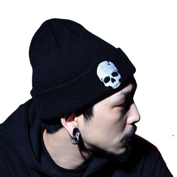 New Autumn and Winter Men's and Women's Woolen Hats Punk Embroidered Skull Cold Hats Personalized Hip Hop Pullover Knitted Hats