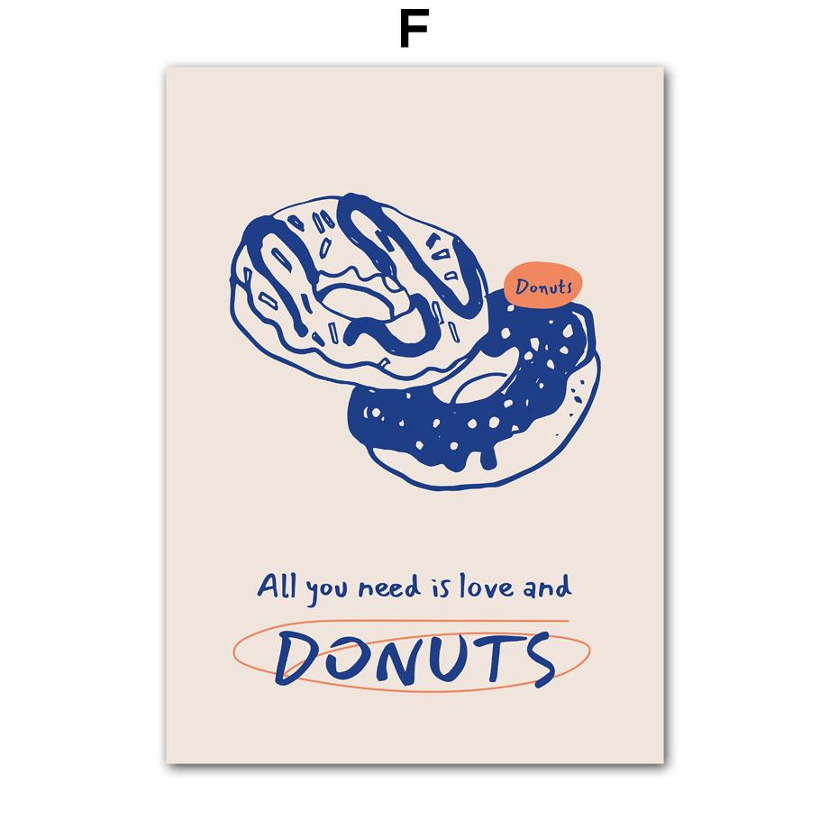 Vintage Cake Drink Coffee Dessert Food Cooking Posters and Prints Wall Art Canvas Printing Pictures for Kitchen Store Home Decor